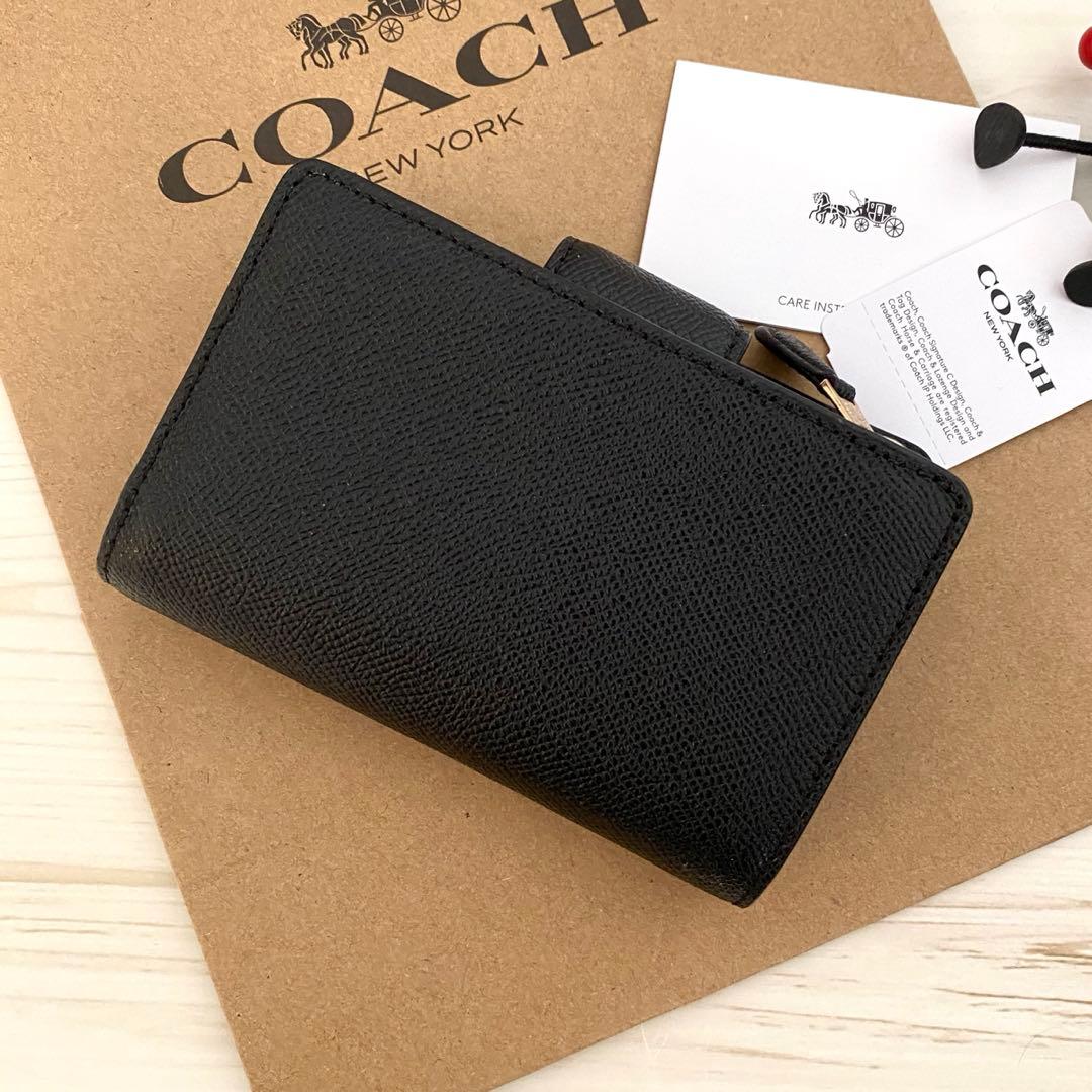新品　COACH　コーチ 財布 折り財布　２つ折り財布 ブラック