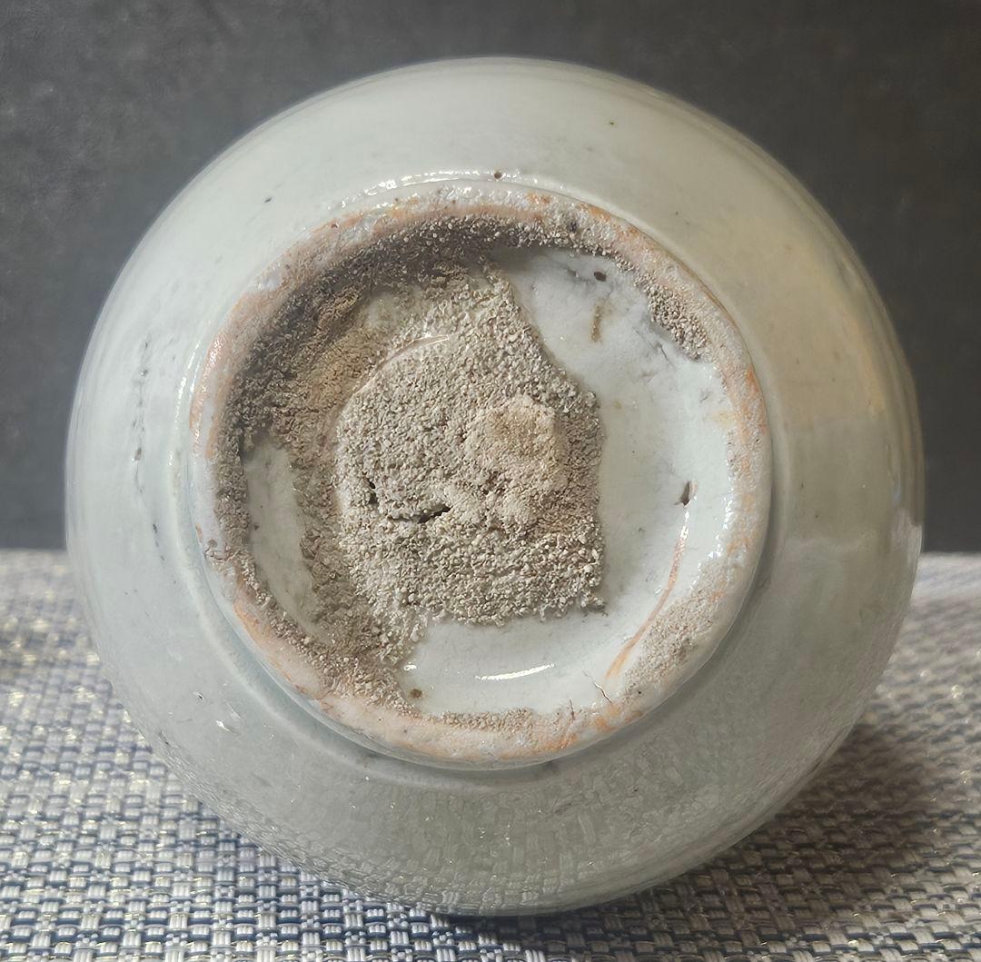 李氏朝鮮時代　李朝白磁　李朝青華　草花文様　広口　徳利　花入れ　瓶　茶道具　茶器