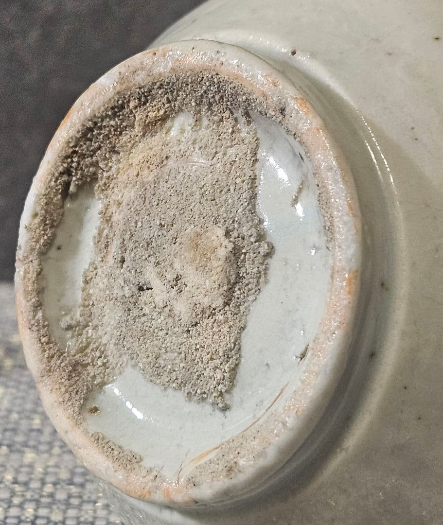 李氏朝鮮時代　李朝白磁　李朝青華　草花文様　広口　徳利　花入れ　瓶　茶道具　茶器