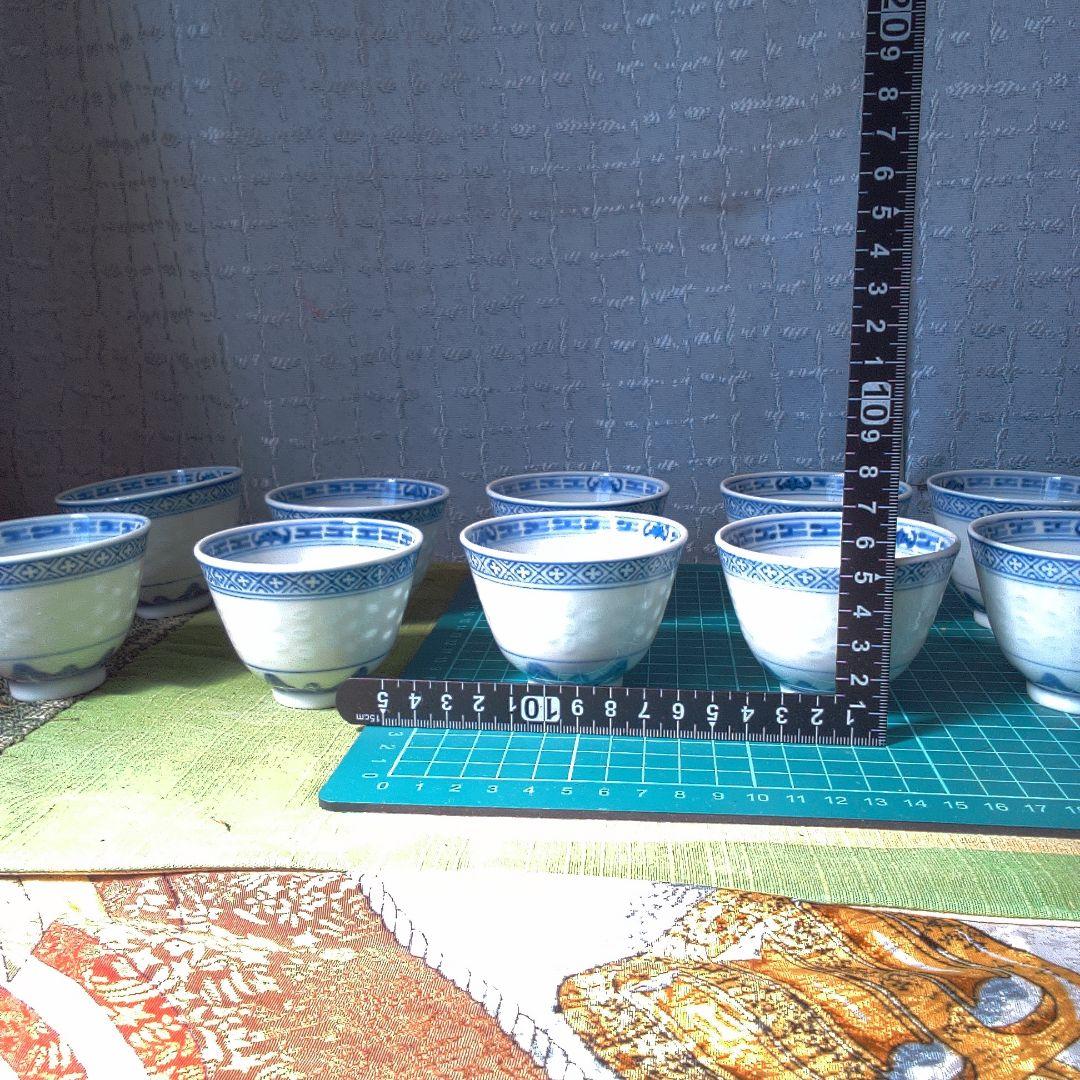 中古美術 ？ 青い花模様の陶器製小鉢12個セット 中古