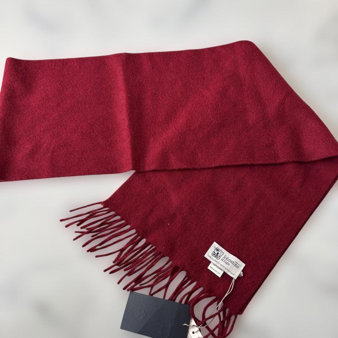 ✨未使用タグ付✨ ジョンストンズ オブ エルガン　カシミア100%マフラー　赤系