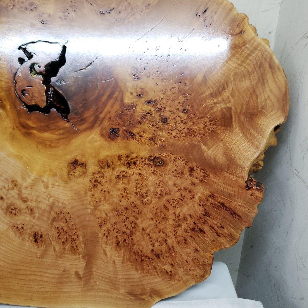 蔵出し特価花梨こぶ玉杢花台　木製円形テーブル ５８×４２×５cm