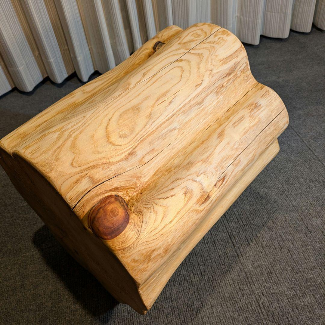 天然ヒバ　大型　切り株　丸太　椅子　スツール　テーブル　高さ約40.5㎝