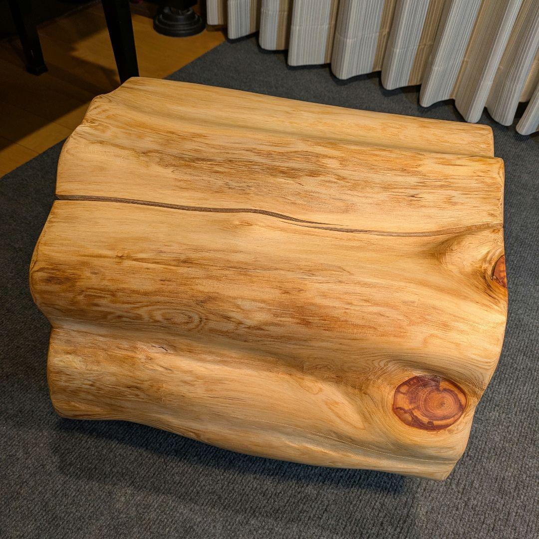 天然ヒバ　大型　切り株　丸太　椅子　スツール　テーブル　高さ約40.5㎝