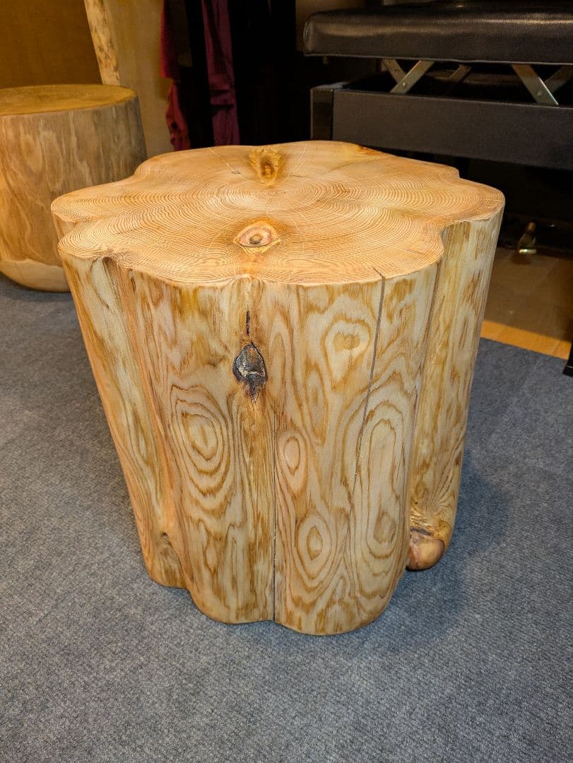 天然ヒバ　大型　切り株　丸太　椅子　スツール　テーブル　高さ約40.5㎝