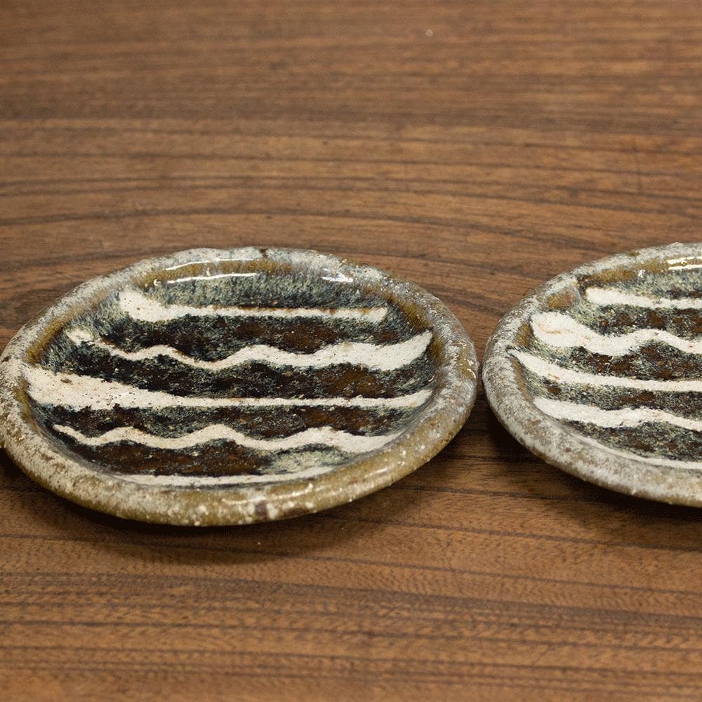 布志名焼 小皿 直径11.5cm 民芸 昭和レトロ スリップウェア（黒5）