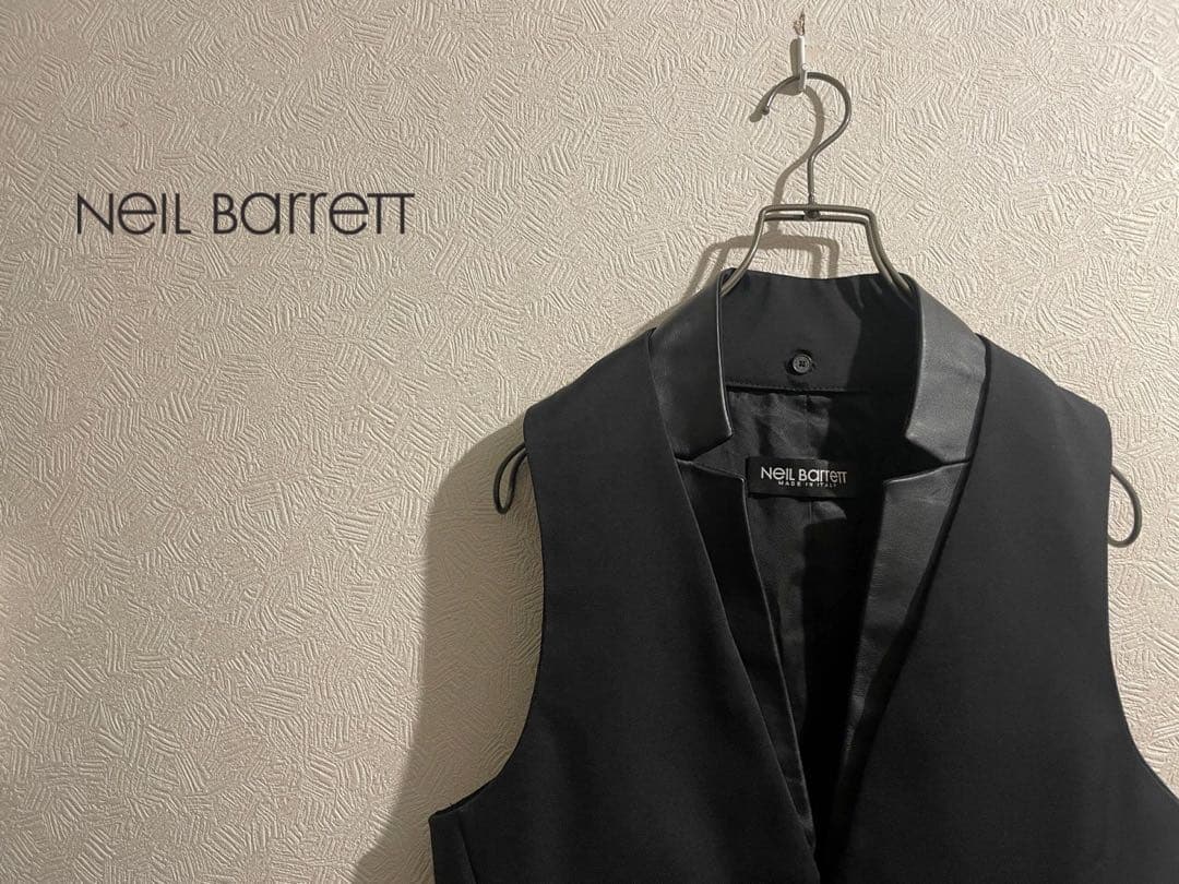 イタリア製 Neil Barrett レザー ラペル スーツ ベスト / ジレ