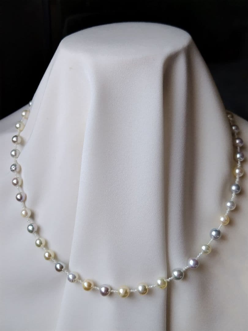 アコヤ真珠、あこや砂ケシパールの、オメガ風ネックレス