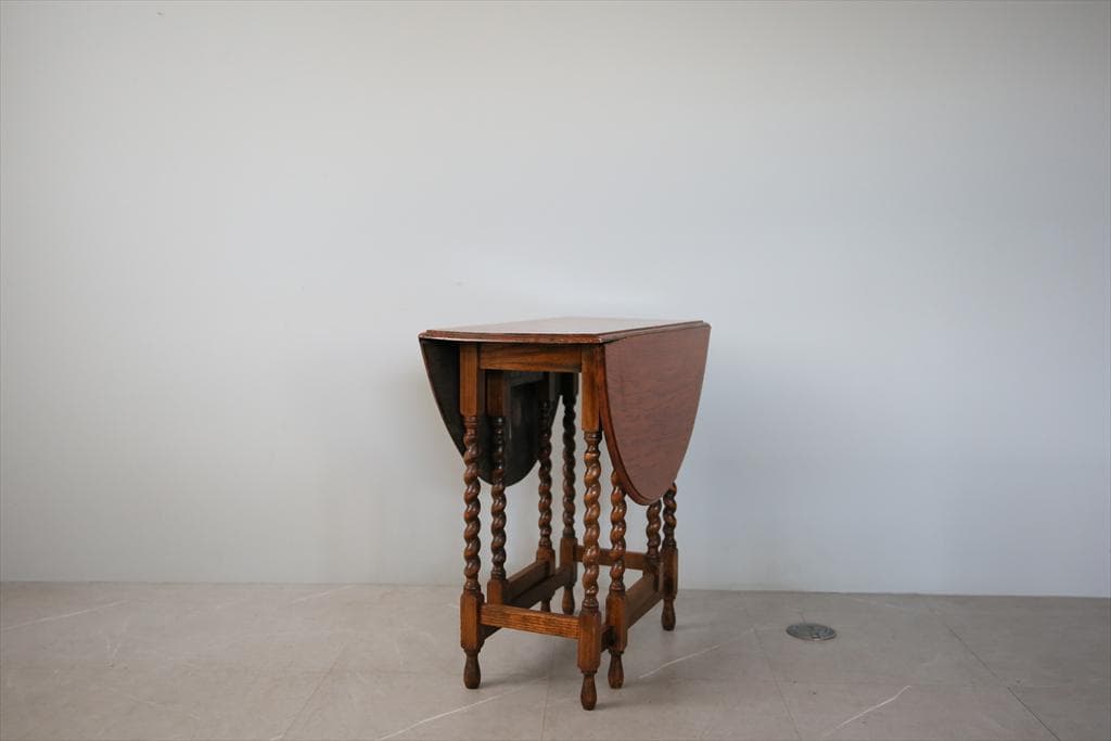 英国アンティーク木製ゲートレッグテーブル/ダイニング机バタフライ(91-121)