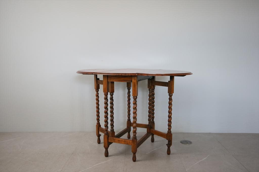 英国アンティーク木製ゲートレッグテーブル/ダイニング机バタフライ(91-121)