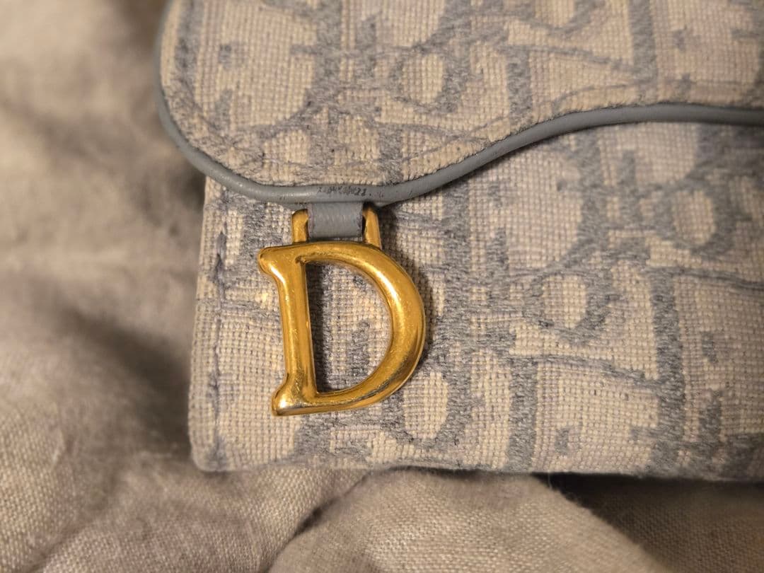 【美品】Dior Saddle Lotus ウォレット（グレー）