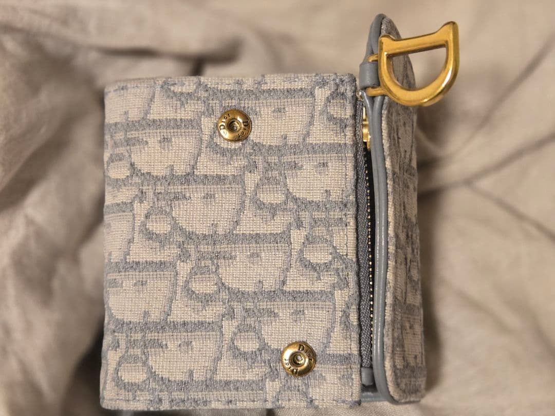 【美品】Dior Saddle Lotus ウォレット（グレー）