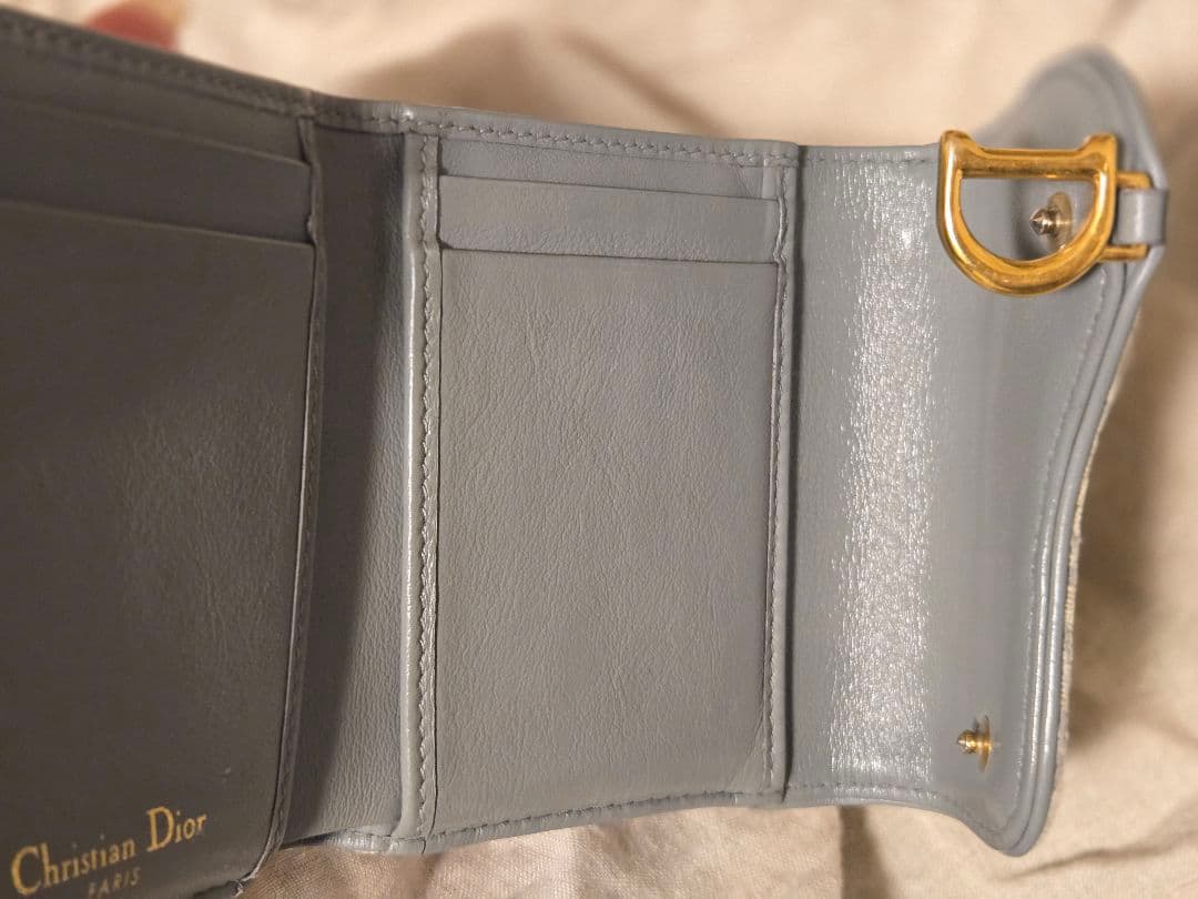 【美品】Dior Saddle Lotus ウォレット（グレー）