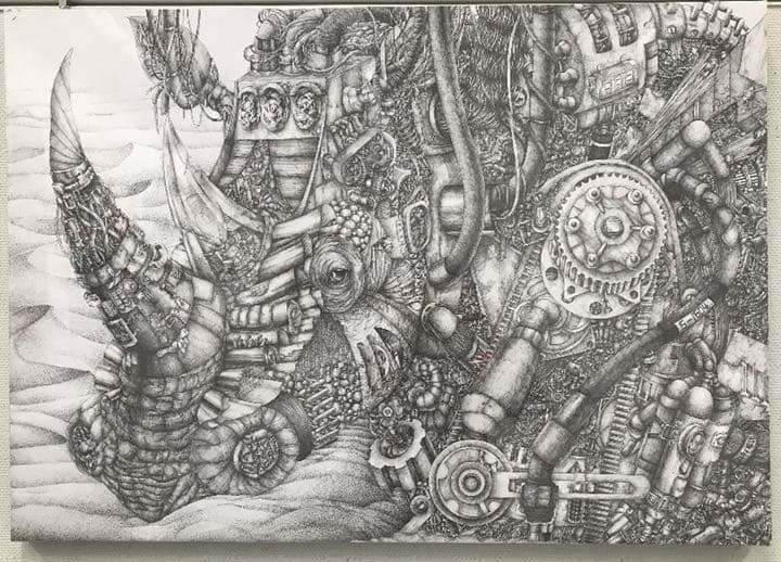 ボールペン 画　ペン画　絵画　【サイ生】　1点もの