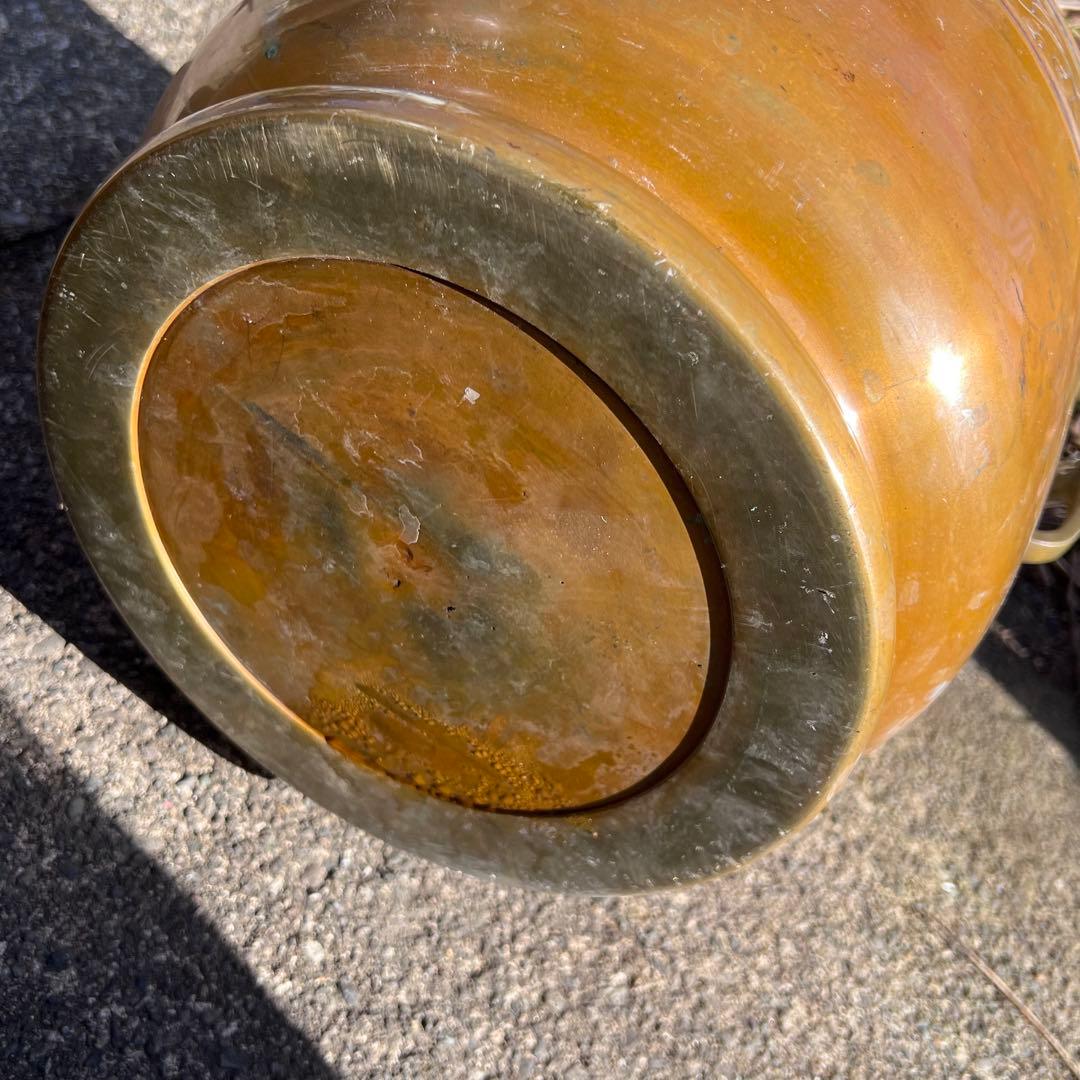 火鉢 アンティーク 手炙り 古道具 骨董 銅製 金属工芸 置物 昭和レトロ 双耳