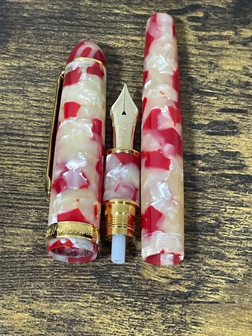 試筆のみ　セルロイド　金魚　14金　細字　プラチナ　万年筆　3776 備品付き