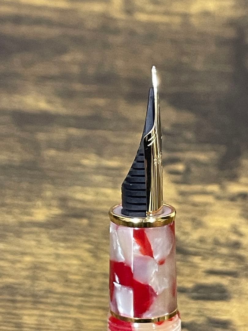 試筆のみ　セルロイド　金魚　14金　細字　プラチナ　万年筆　3776 備品付き