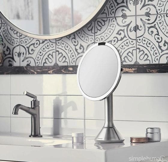 シンプルヒューマン メイクアップ センサー ミラー 5倍 ST3052 シルバー