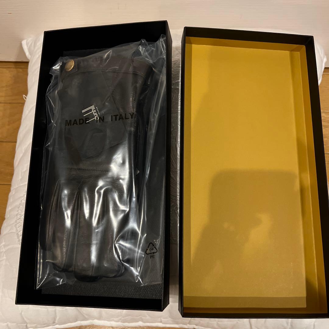 dunhill ダンヒル　最高級レザー手袋　カシミヤ100 未使用　黒イタリア製