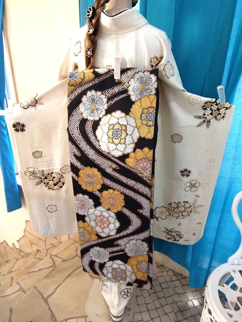 振袖フルセット、正絹振袖成人式、半襟重ね衿、帯揚げ帯締め、西陣袋帯、襦袢