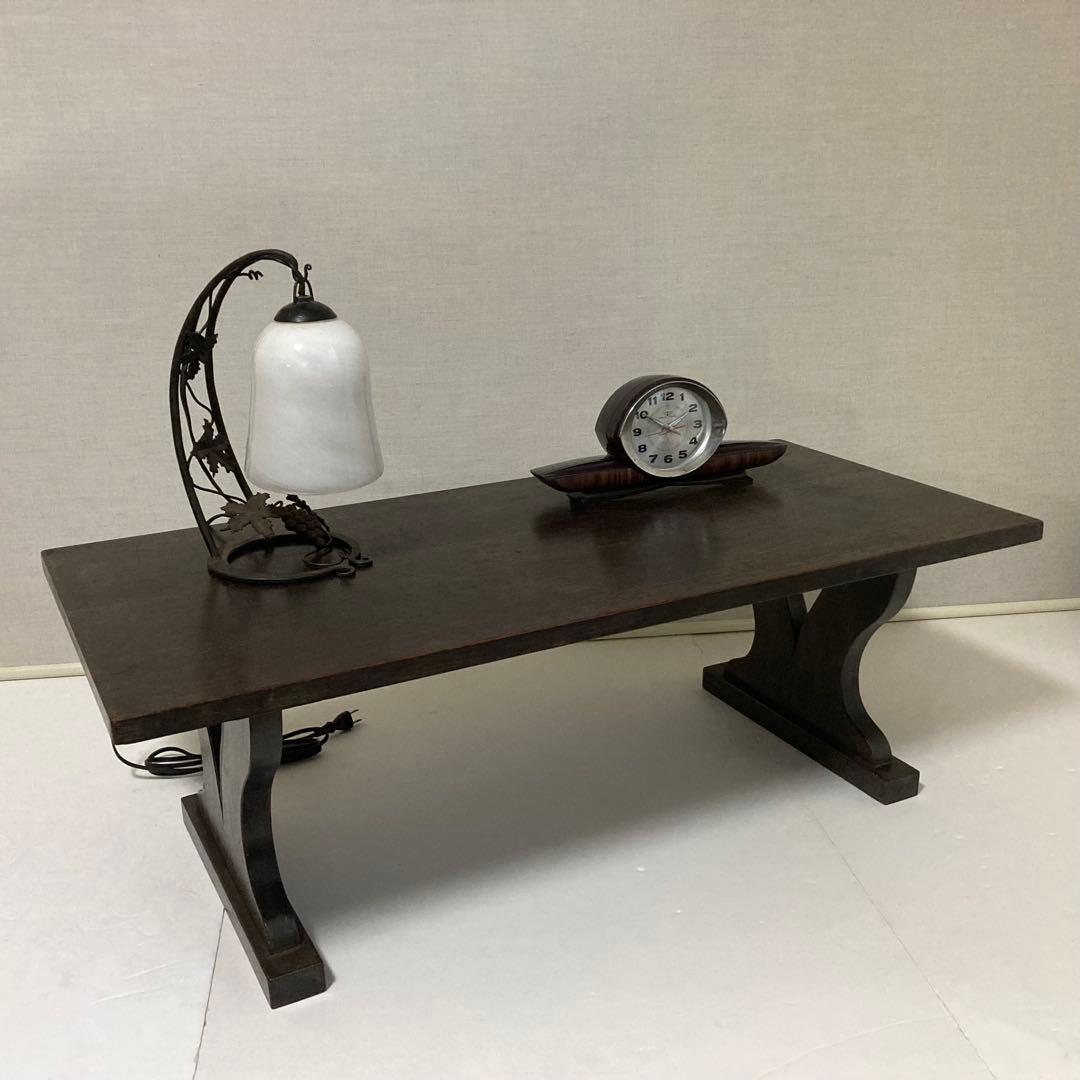 古い味のある文机 座卓 置物台 飾り棚 大型 透かし ハート型 木製 レトロ