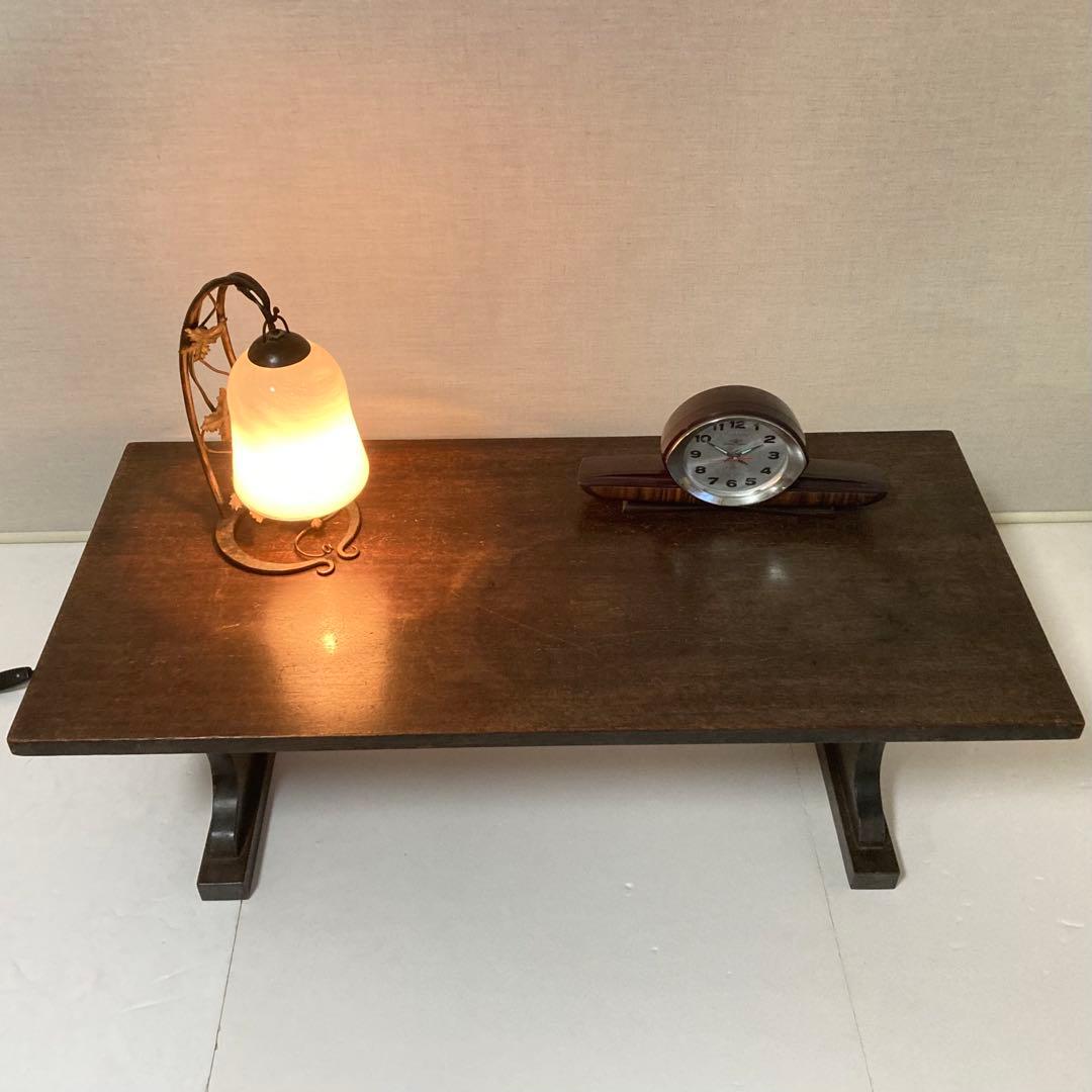 古い味のある文机 座卓 置物台 飾り棚 大型 透かし ハート型 木製 レトロ