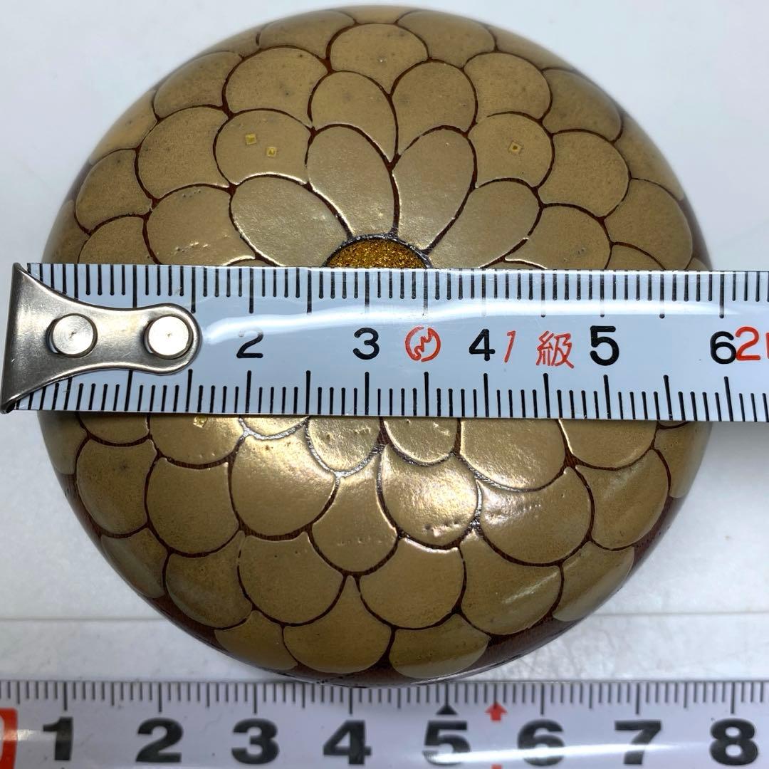 岡本康光　菊蒔絵香合　共箱　直径6.5cm 東N7-1118☆2F