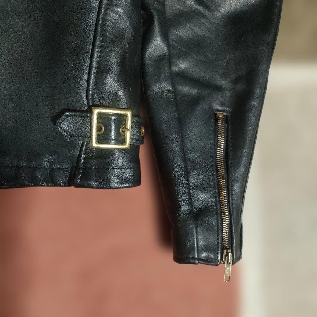 美品　別注希少モデル　短丈ゴールドジップ　643E Schott　襟付３４