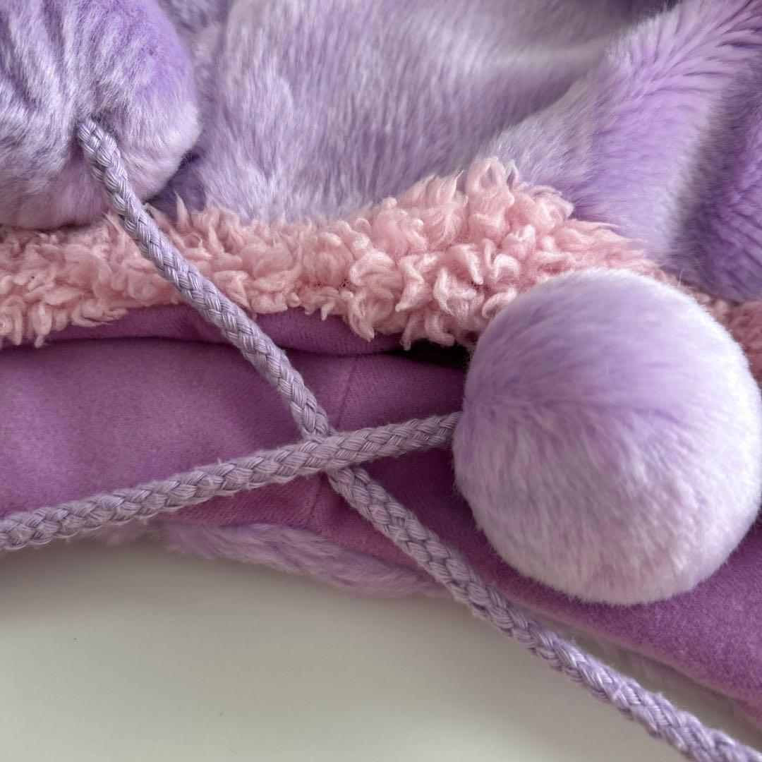 【レア】ディズニーファンキャップ　プーさん　スティッチ　ミニーちゃん　被り物　紫