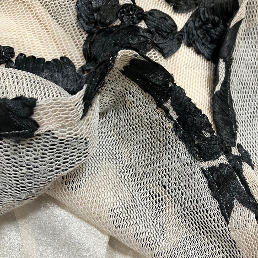 美品✨【SETTAN】パット入りAラインロングドレス　立体刺繍　結婚式　S