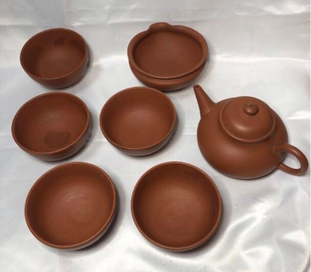 常滑焼　片岡二光　茶銚　朱泥　茶器揃え　器局　付き　後手急須　名工　骨董