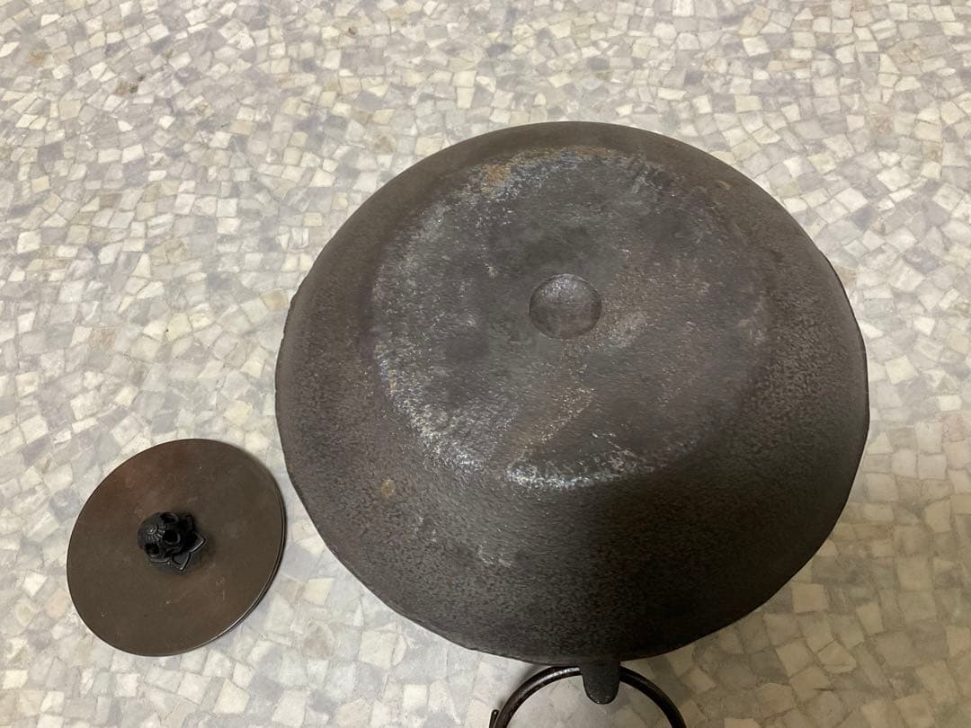 伝統工芸工芸美術茶道具＊菊池政光銘在銘 ＊獸双耳釜環あり＊茶道古物金属工芸