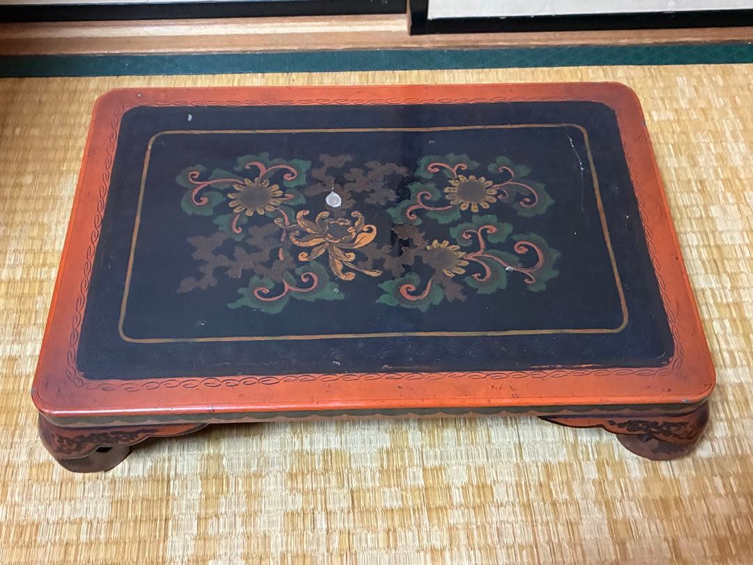 木製 漆塗 四足 花台 架台 時代物 中国？