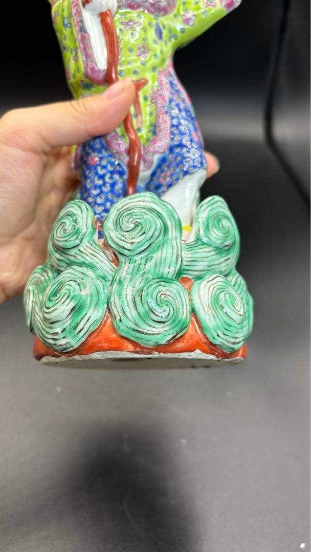 中国美術 古玩 色絵陶人形 陶器人形 高さ約26cm 置物 オブジェ 古董品