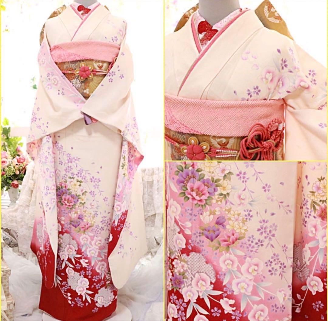 白地に蘭の花❤️可憐で清楚❤️透明感が抜群に可愛い振袖✨袋帯との2点セット