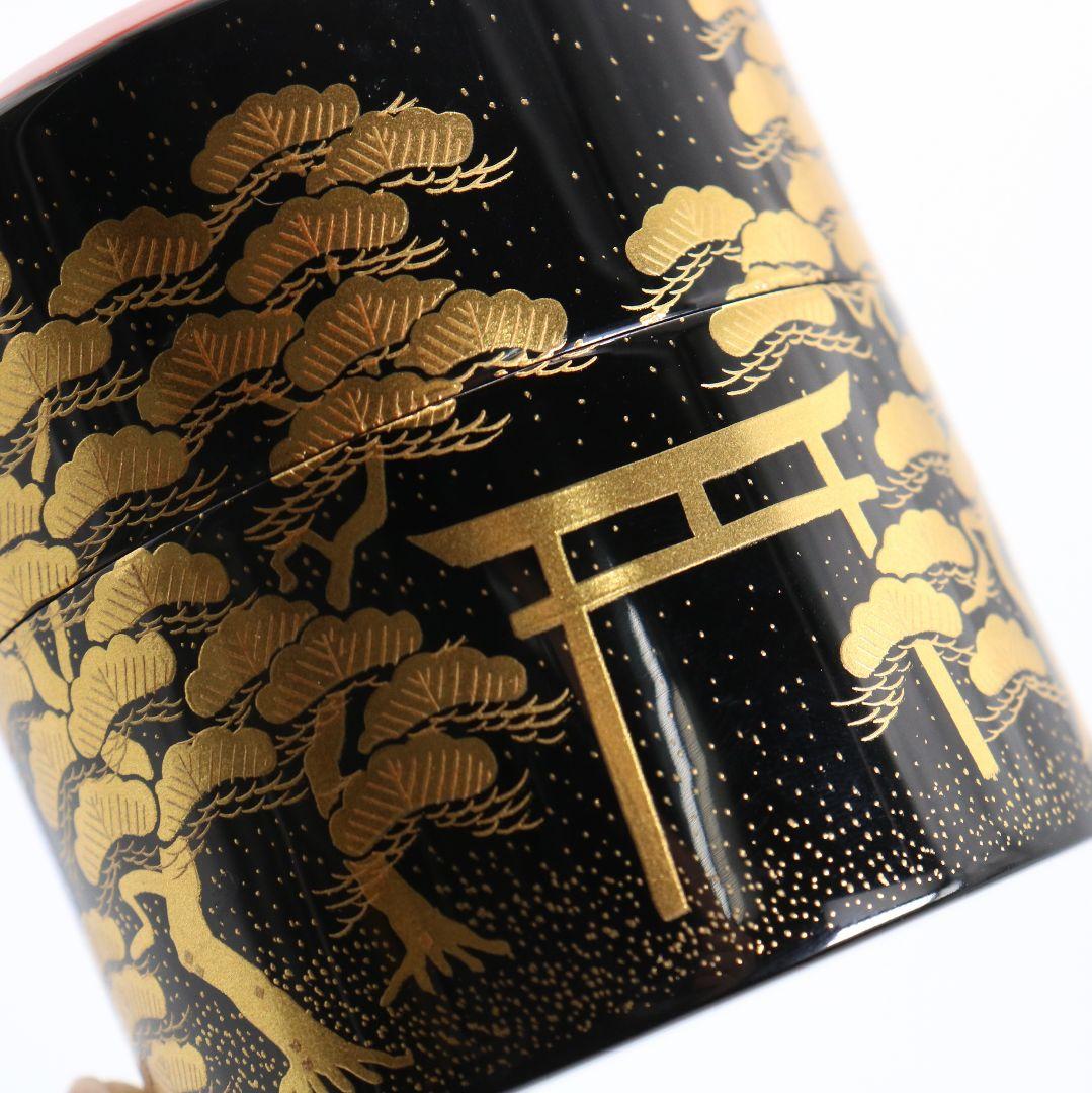 和田寿峰作 住吉蒔絵 薄茶器 面根来 山中塗 茶道具 共箱　V875　N6