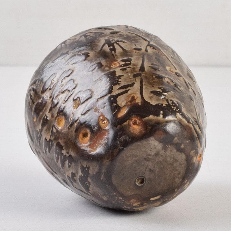 中国　黒石製　竹文　蓋物　N　R9378