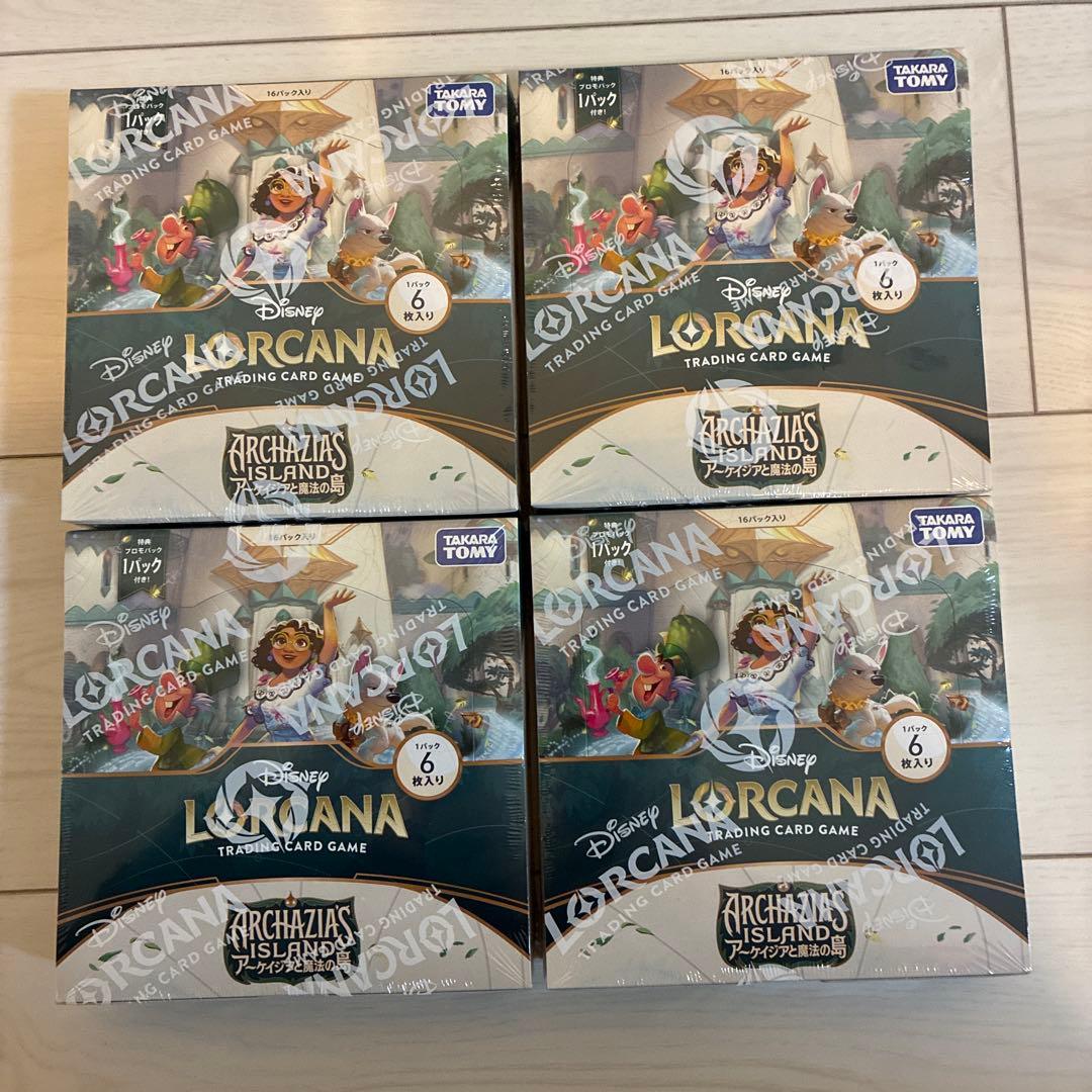 ディズニー　ロルカナTCG アーケイジアと魔法の島　シュリンク付きボックス4箱