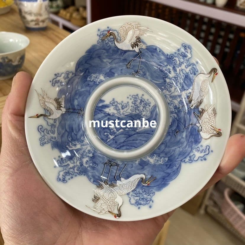 景徳鎮 中国茶器 白鶴蓋碗 茶杯 煎茶器 新品未使用