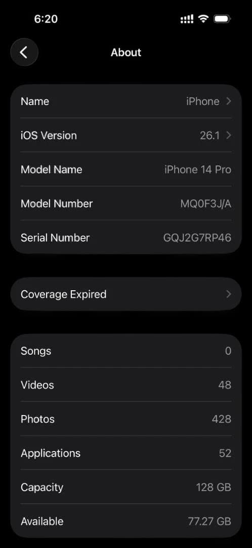 スマートフォン本体 Apple iPhone 14 Pro Deep Purple 128 GB