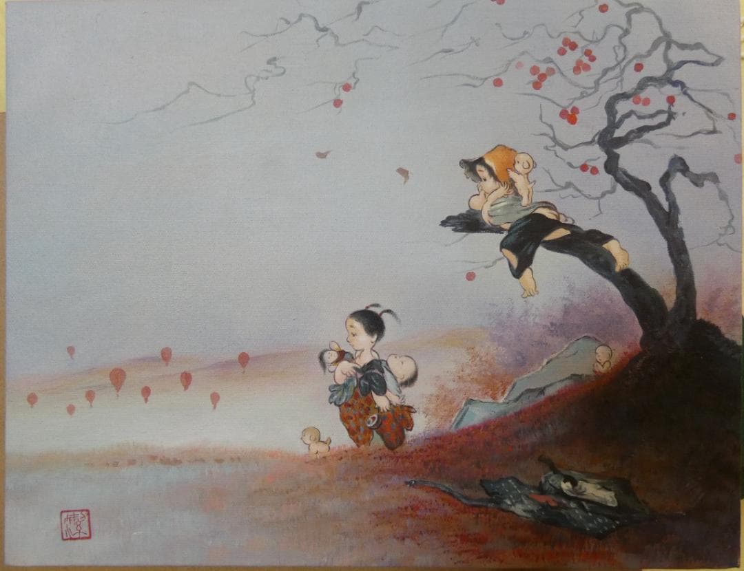 【値下げ】人物画　油絵　中島潔　風紀行　F6　額付き　手描き　肉筆