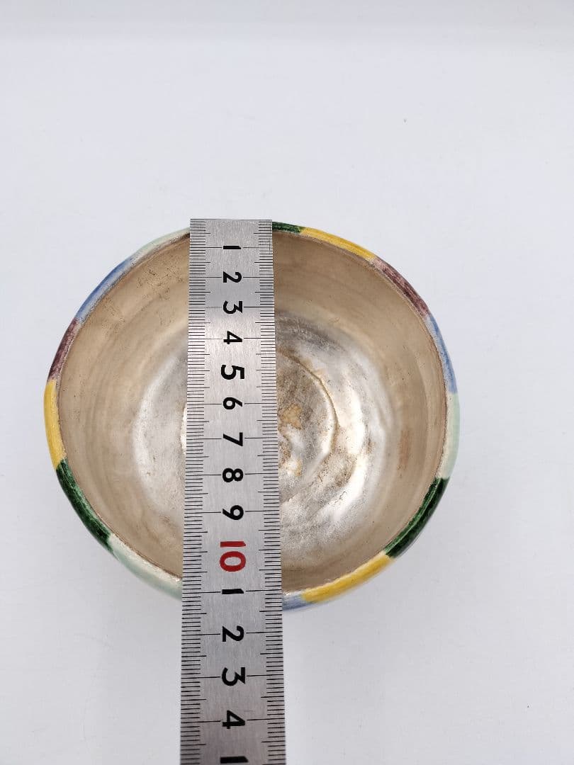 b560 茶碗 五彩 内銀 吉向焼 吉向松月 木箱 茶道具