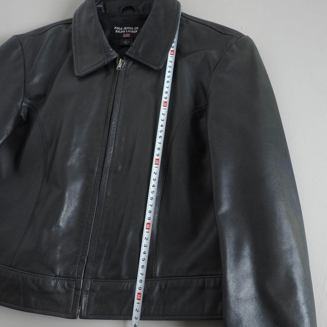 ラルフローレン　レザージャケット　シングルライダース　本革　緑青色　美品