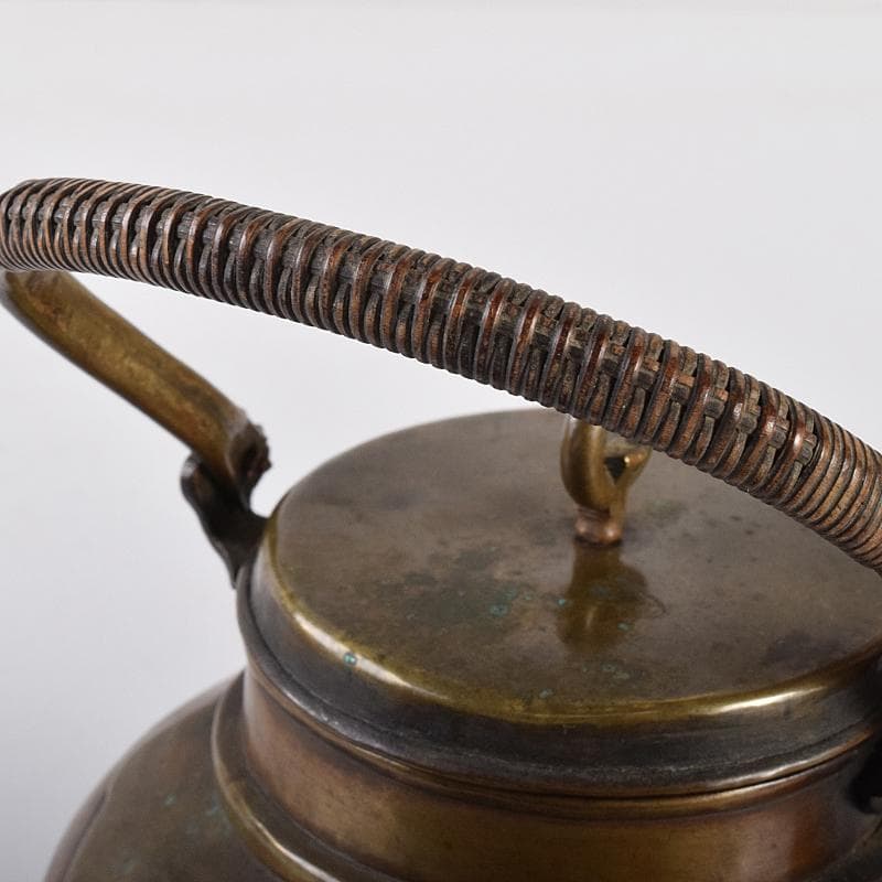 煎茶道具　黄銅　湯沸し　急須　時代箱付　D　R7771