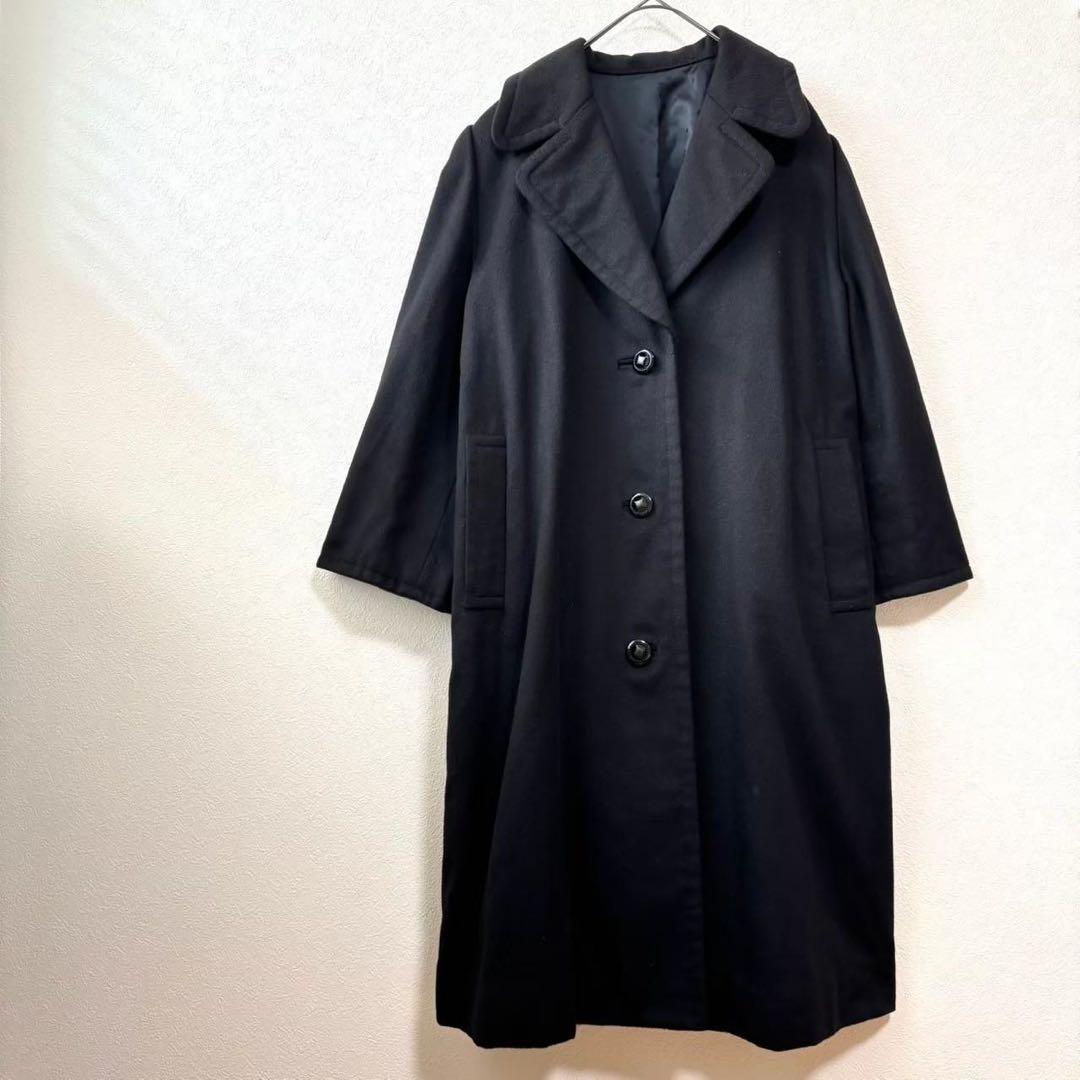 カシミヤ100% Johnstons of Elginチェスターコート黒ブラック