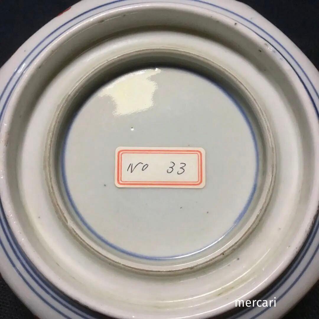 伊万里焼 色絵 草花紋様 八角 六寸深鉢 /骨董/時代物