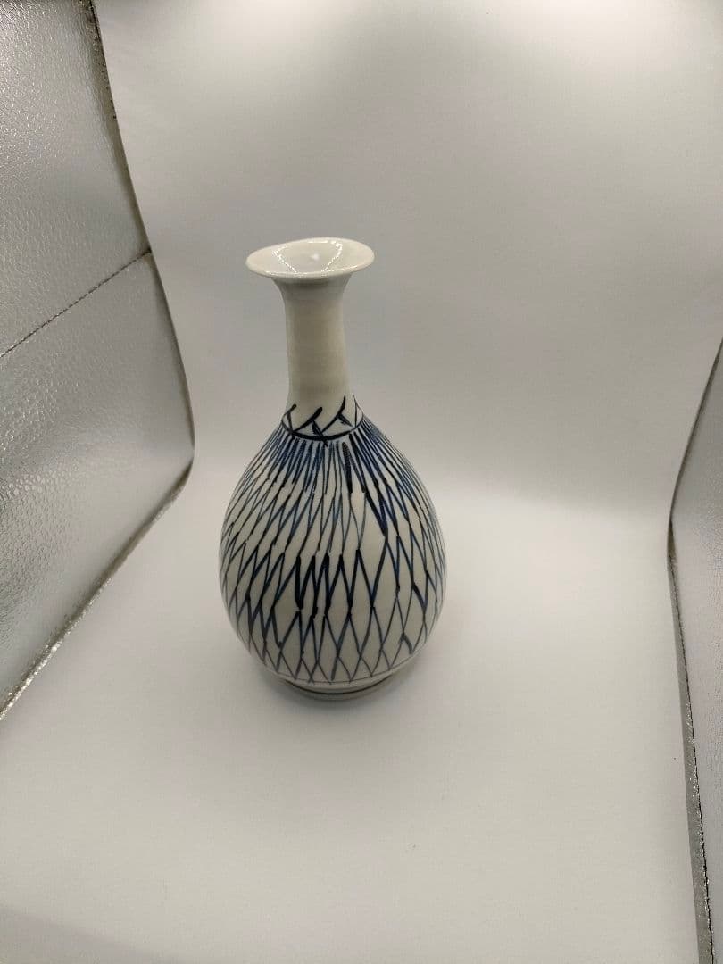 骨董　伊万里　染付　網文　徳利　一輪挿し