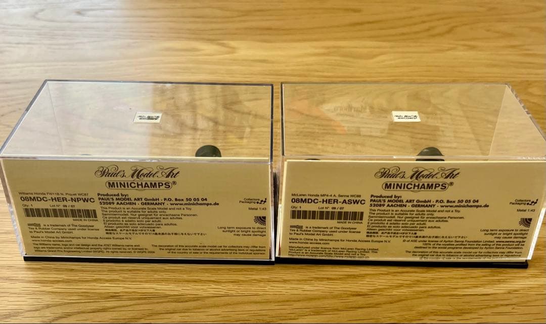 ミニチャンプス F1 ホンダ ワールドチャンピオン獲得 セナ&ピケ 2台セット