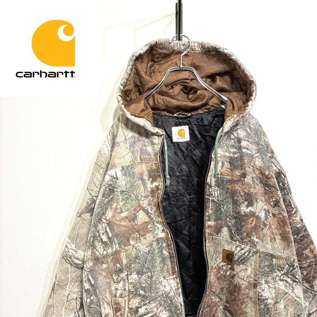 難あり❗️カーハート　リアルツリージャケット　M90sワンポイント刺繍ロゴ古着レア