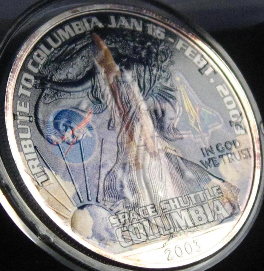 ２００３年　カラー　アメリカンシルバーイーグル　１オンス１ドル銀貨　コロンビア号